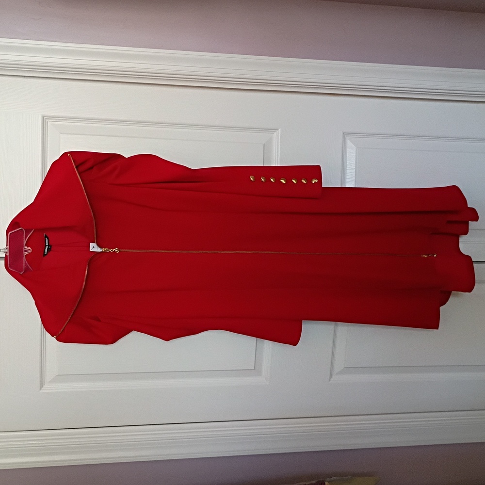 Samuel Dong Red Dress with Gold Zipper
